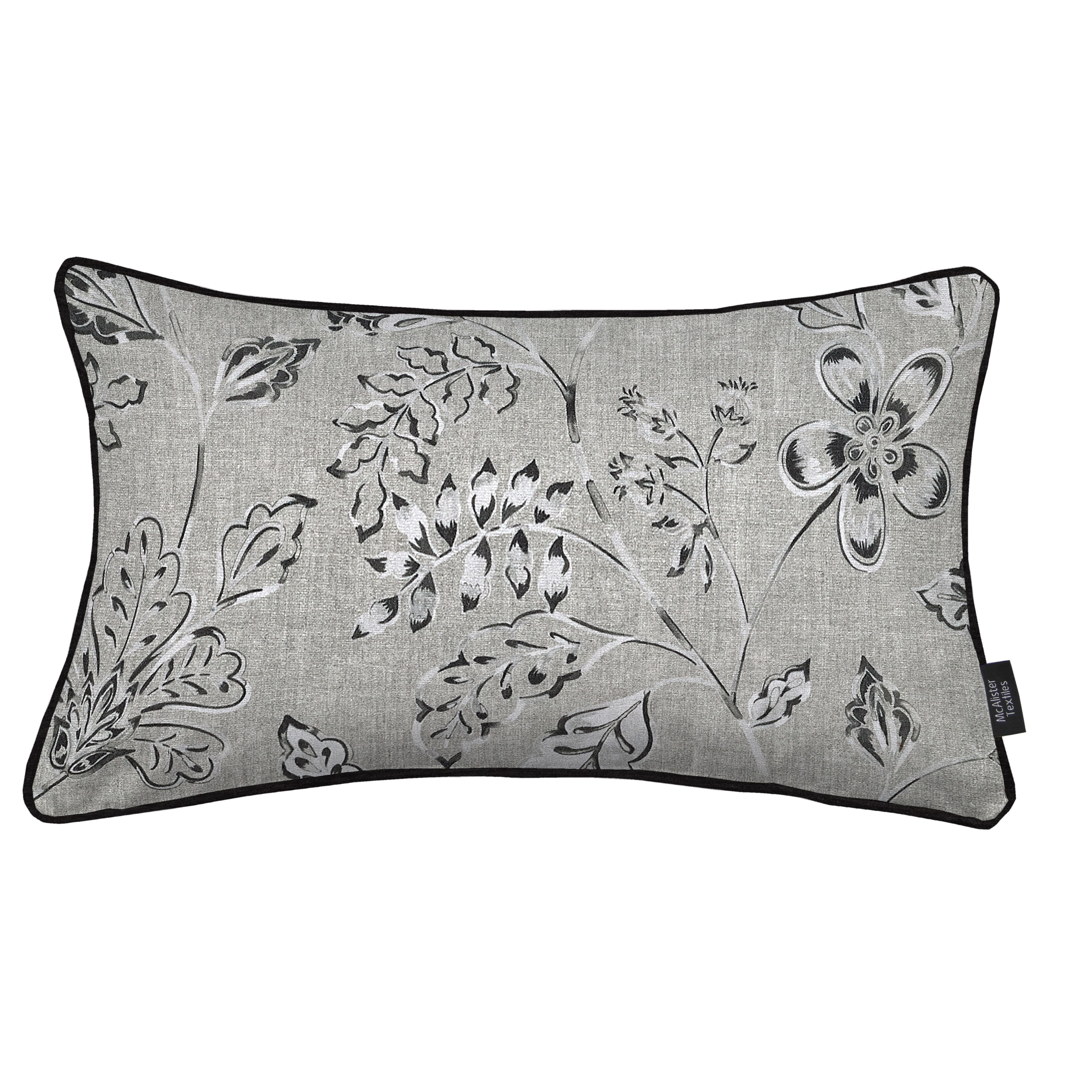 Eden Charcoal Grey Printed Pillows, Cover Only / 50cm x 30cm