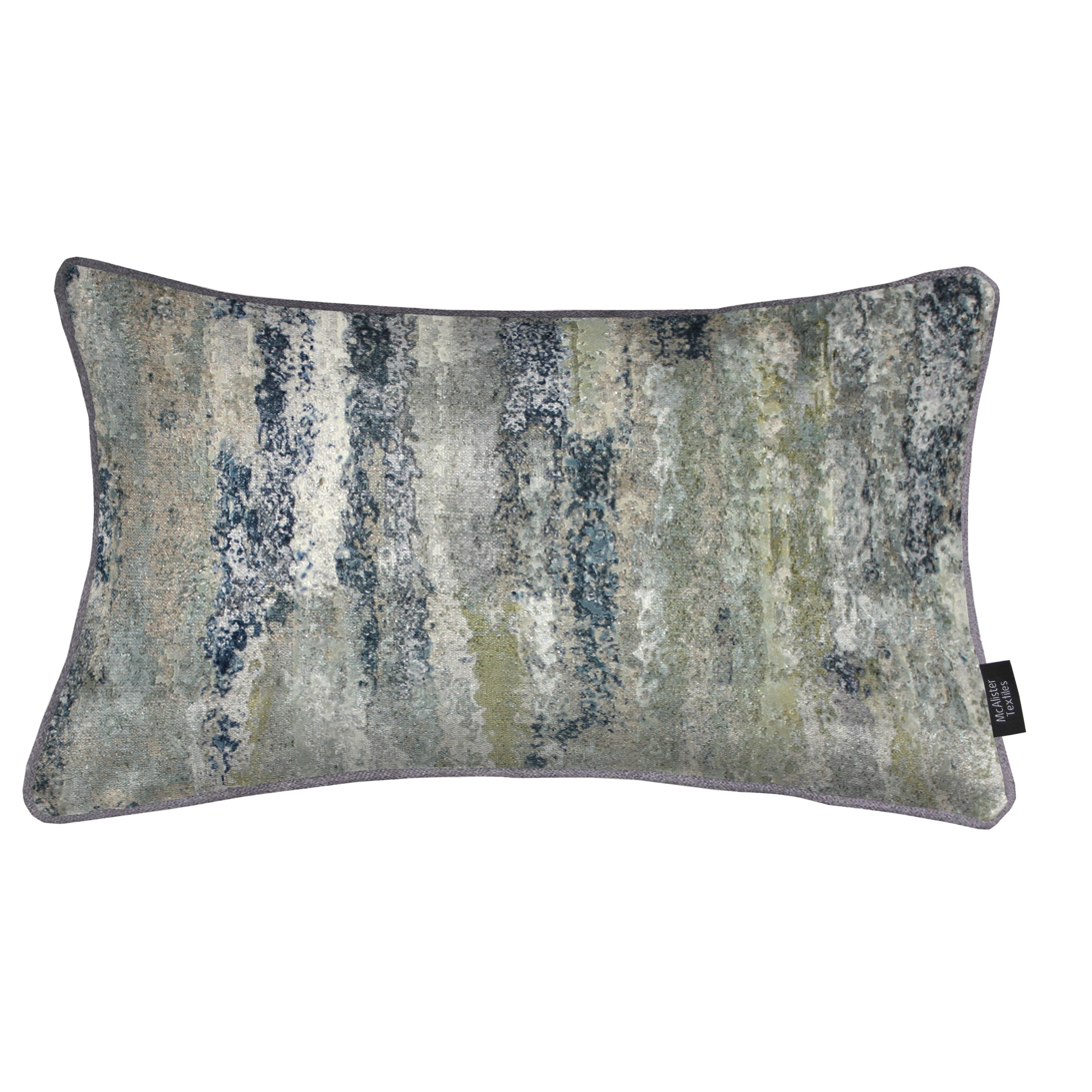 Aura Grey Natural Printed Velvet Cushions, Cover Only / 50cm x 30cm