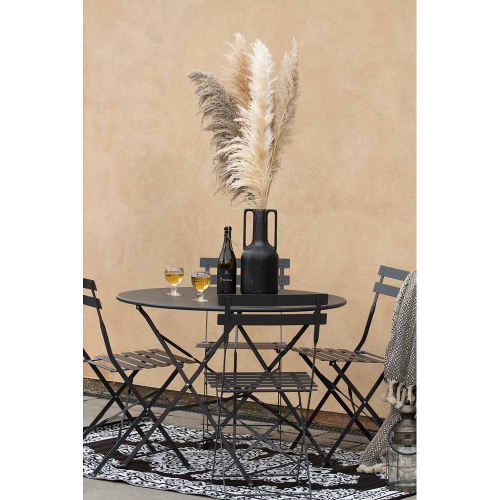 Anthracite Grey Metal Outdoor Table & Chair Bistro Set