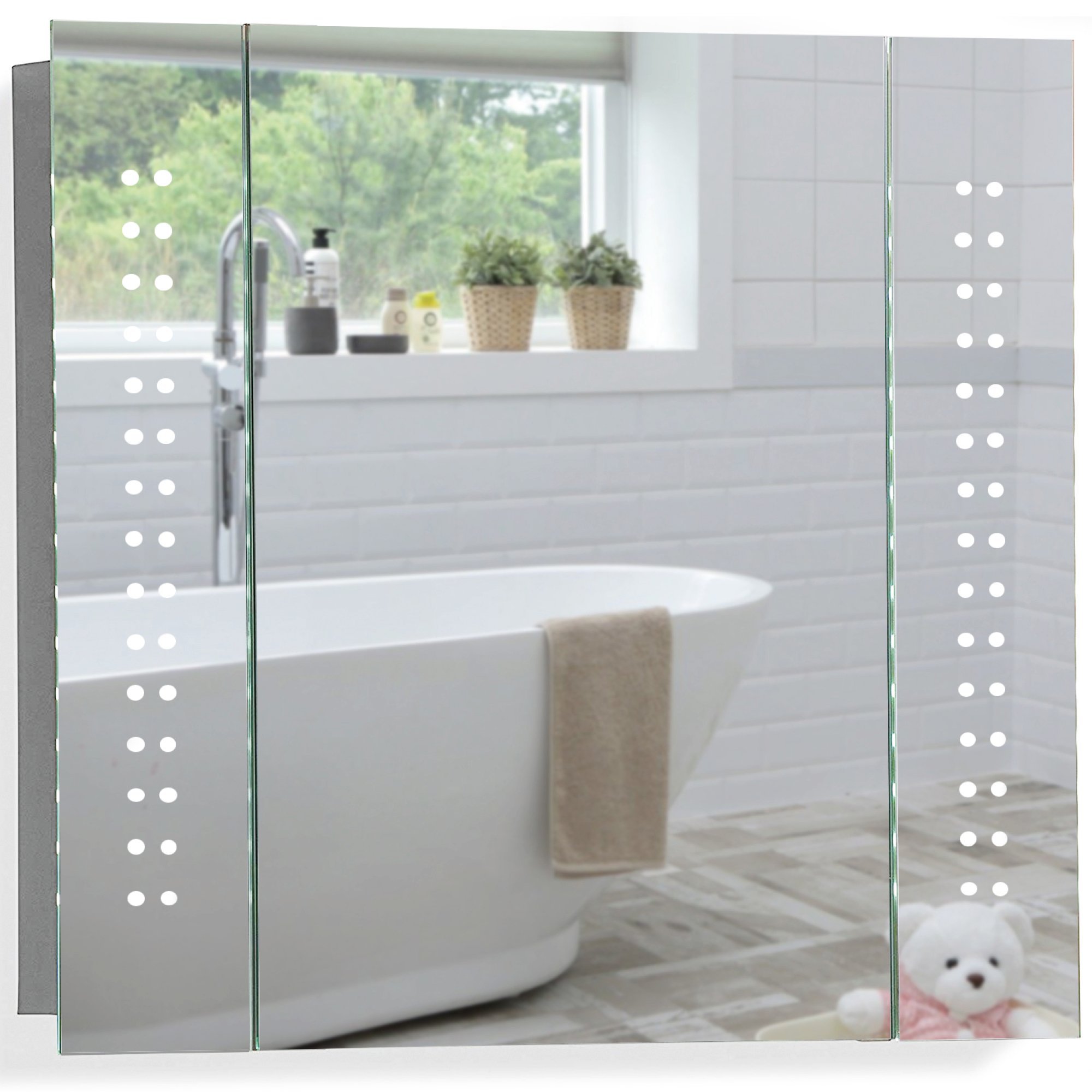Galaxy LED Illuminated Bathroom Mirror Cabinet CABM19: Size-60Hx65Wx13.5Dcm