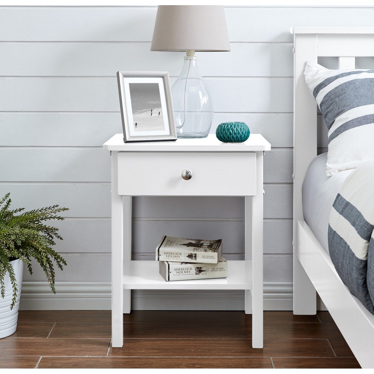 Oslo White Bedside Table Furniturebox by FurnitureBox