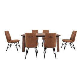 Habufa - Austin Fixed Dining Table and 6 Chairs - 230-cm - Cognac