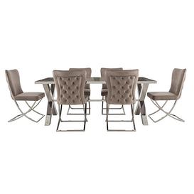 Vanquish Large Dining Table and 6 Chairs - Taupe