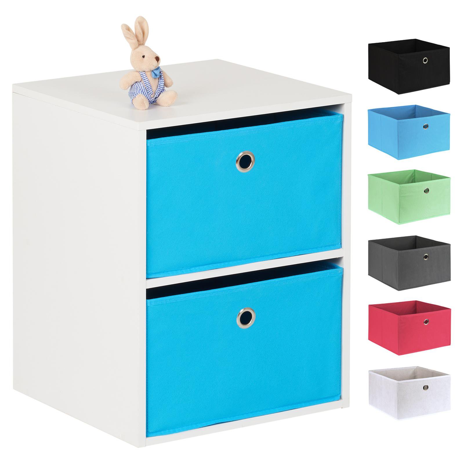 Hartleys White 2 Cube Kids Storage Unit & 2 Easy Grasp Box Drawers - Blue