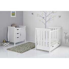 image-Obaby Stamford Classic Sleigh 2 Piece Nursery Set - White