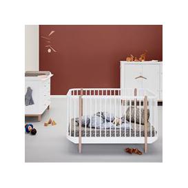 Oliver Furniture Baby Toddler Luxury Wood Cot Bed in Oak White