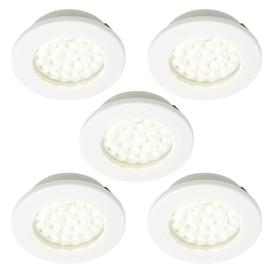 Pack of 5 Conwy Kitchen 1.5 Watt LED Circular Cabinet Light with Frosted Shade  White