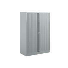 image-Bisley Economy Tambour Cupboard, 100wx47dx159h (cm), Silver
