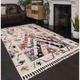 Colourful Aztec Tribal Distressed Moroccan Dining Table Rug - Souk - 60cm x 110cm