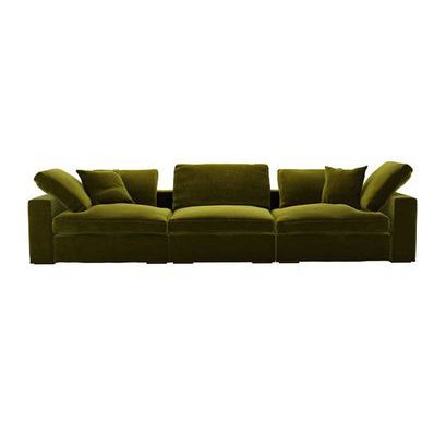 Long Island 3 Seat Modular Sofa in Olive Cotton Matt Velvet - sofa.com