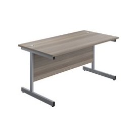 Proteus I Rectangular Desk, 160wx80dx73h (cm), Silver/Grey Oak