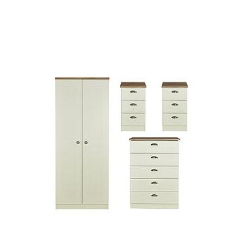 Swift Charlotte 4 Piece Ready Assembled Package - 2 Door Wardrobe, 5 Drawer Chest And 2 Bedside Chests