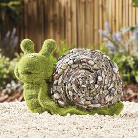 image-Flocked Effect Snail Garden Ornament