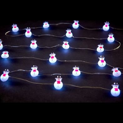 Christmas Snowmen Copper Lights - 20 White LEDs