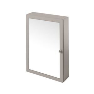 GoodHome Perma Satin Grey Non Illuminated Wall-Mounted Mirrored Door Bathroom Cabinet (W)500mm (H)700mm