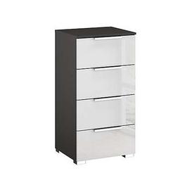 Rauch - Formes Glass 4 Drawer Narrow Chest - Graphite/White Front