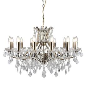 Searchlight 87312-12AB Paris Twelve Light Ceiling Chandelier In Antique Brass With Crystal Glass
