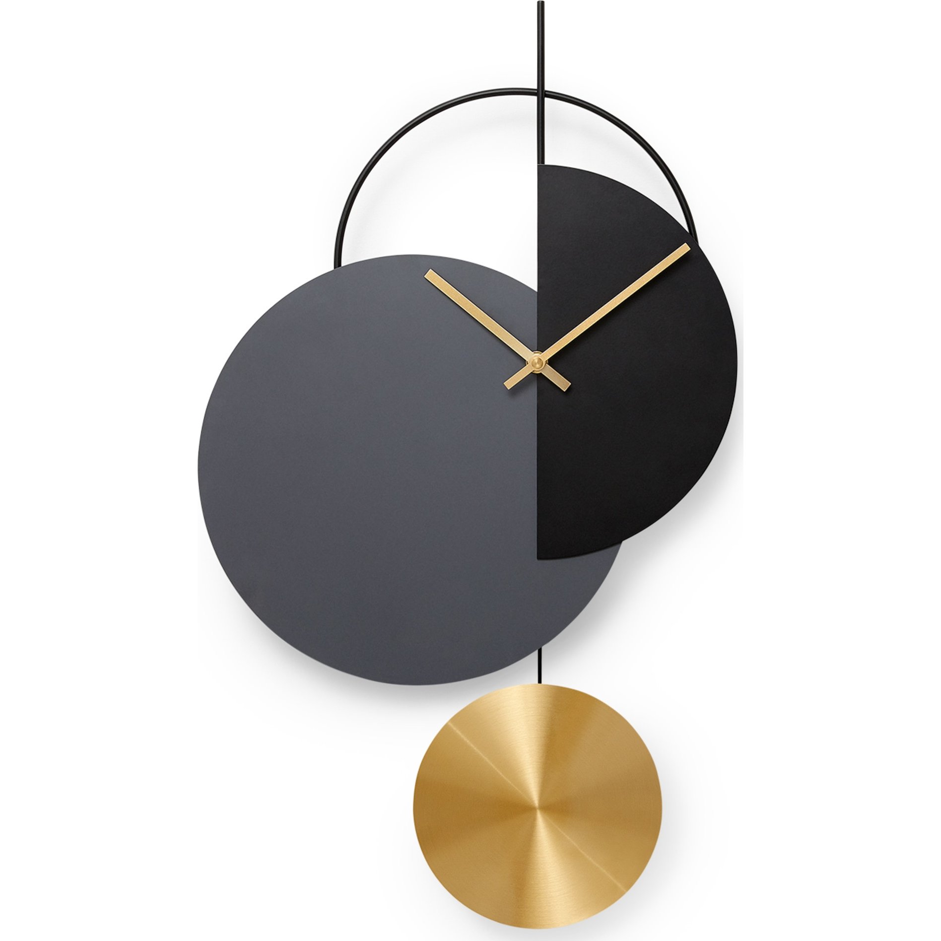 Levvy Pendulum Clock, Brass & Black