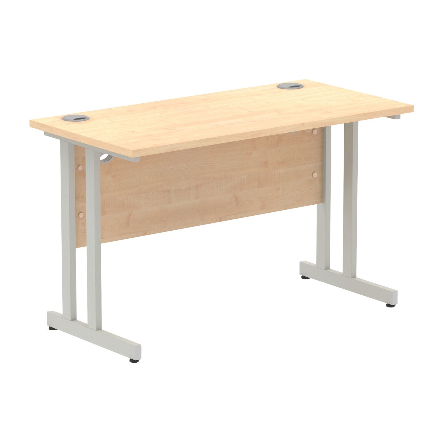 Vitali C-Leg Narrow Rectangular Desk (Silver Legs), 120wx60dx73h (cm), Maple