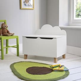"Sigrid Toy Storage Box Cloud Design in White and Natural Pine "