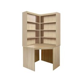 Small Office Corner Desk With Hutch Bookcase Set (Sandstone)