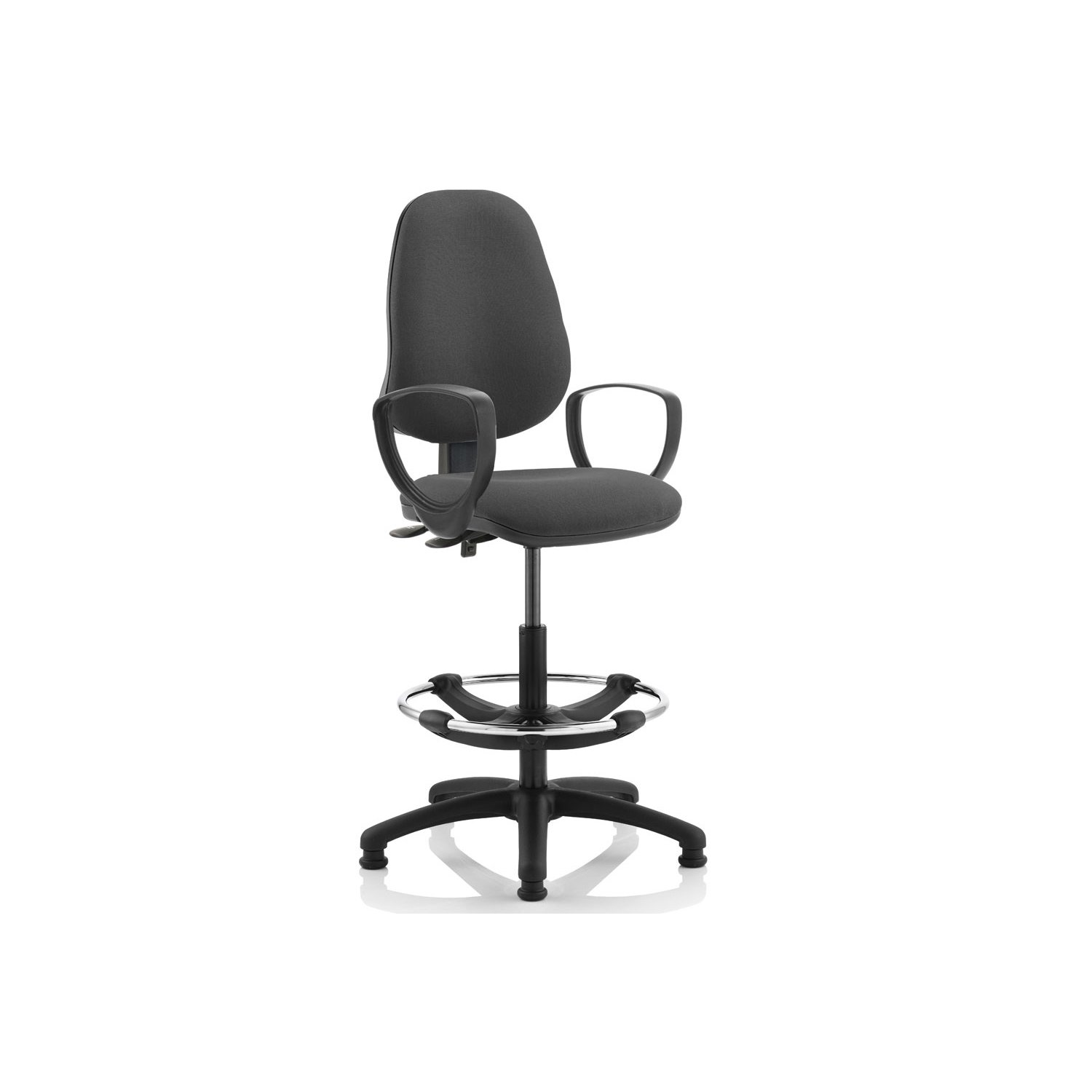 Lunar 2 Lever Draughtsman Chair (Fixed Arms), Charcoal