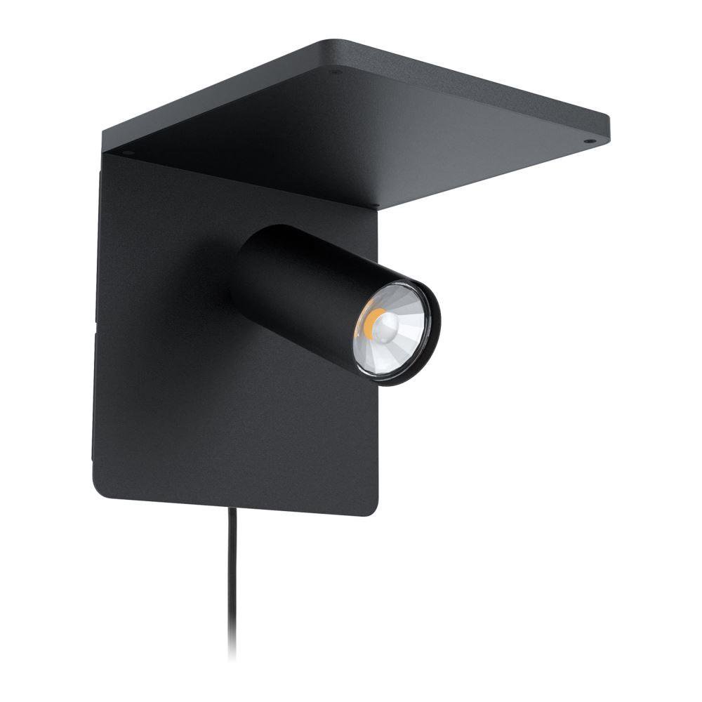 Eglo 98263 Ciglie 1 Light LED Wall Light In Black With Qi Charger