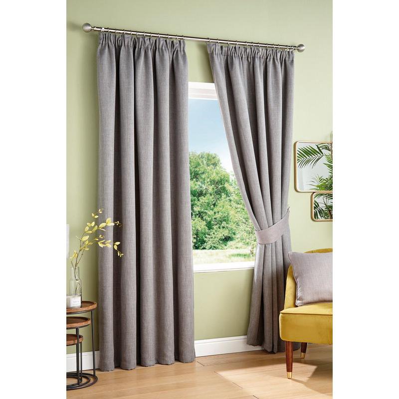 Victor Woven Canvas Look Blackout Pencil Pleat Curtains