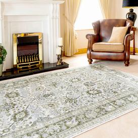 Vintage Traditional Green Floral Living Room Rug - Catalina - 60cm x 110cm