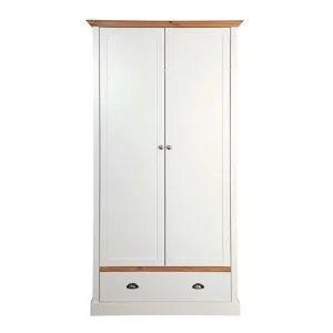 Hemsworth Cream Oak Effect 2 Door 1 Drawer Double Wardrobe (H)1920mm (W)1040mm (D)580mm