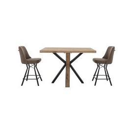 Habufa - Detroit Starburst Leg Rectangular Table and 2 Bar Stools - Taupe