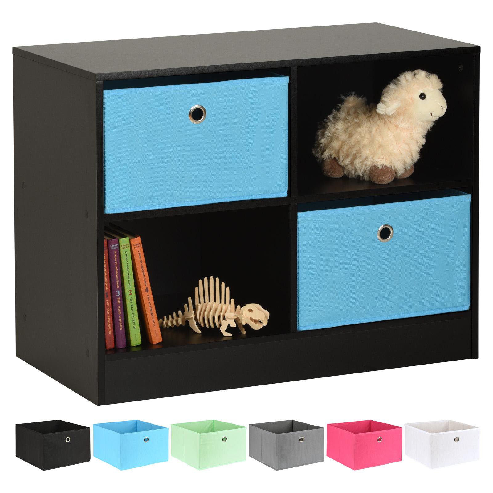 Hartleys Black 4 Cube Kids Storage Unit & 2 Easy Grasp Box Drawers - Blue