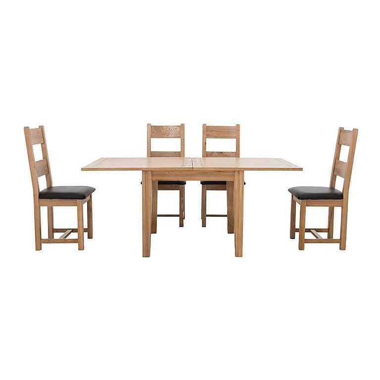 Furnitureland California Flip Top Solid Oak Extending Table and 4