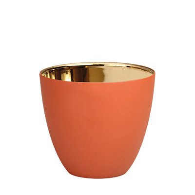 Summer Small Candle holder - / H 6.5 cm - Porcelain by & klevering Orange/Gold