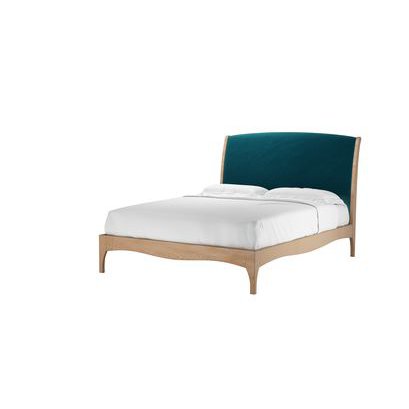 Emilia King Bed in Deep Turquoise Cotton Matt Velvet - sofa.com