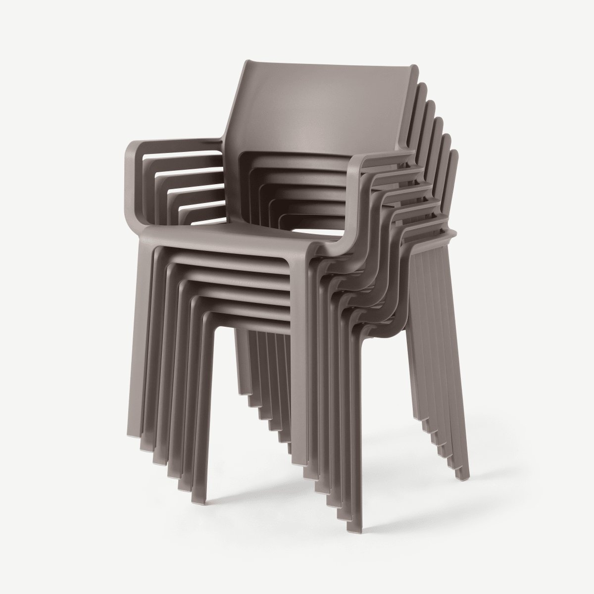 Nardi Set of 6 Chairs, Light Grey Fibreglass & Resin