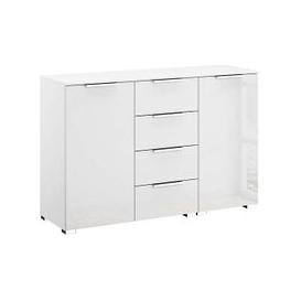 Rauch - Formes Glass 4 Drawer 2 Door Chest - White/White Front