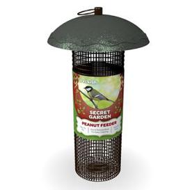 image-Peckish Secret Garden Steel Peanut Bird Feeder 0.7L Green