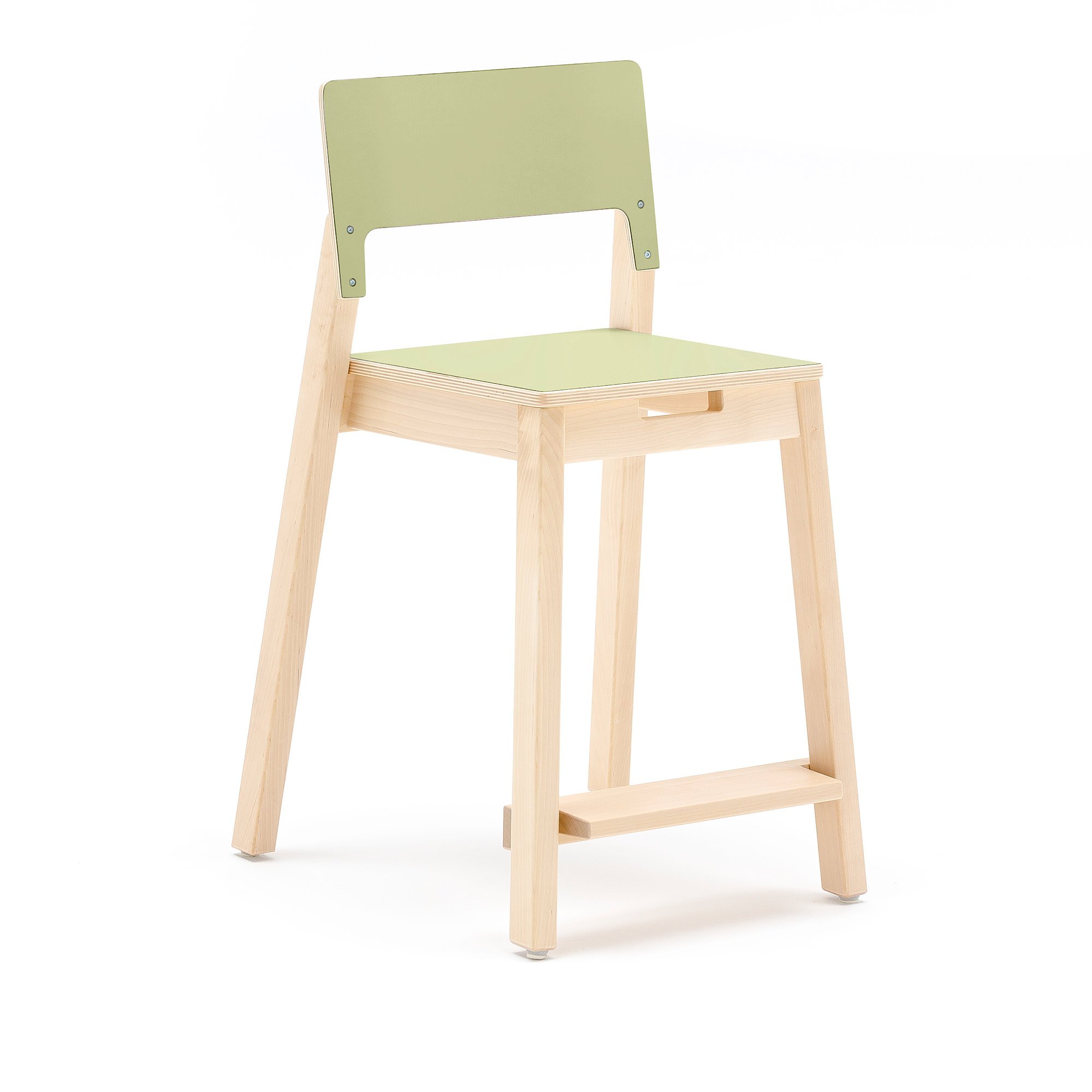 Tall children's chair LOVE, H 500 mm, birch, green laminate