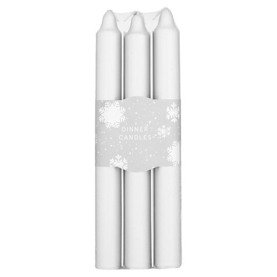 Tesco Christmas 6 Pack Dinner Candles Silver