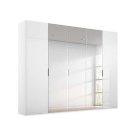 Rauch - Formes Glass 5 Door Hinged Wardrobe with 3 Mirrors - White/White Front