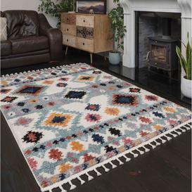 Colourful Aztec Diamond Distressed Moroccan Dining Table Rugs - Souk - 60cm x 110cm