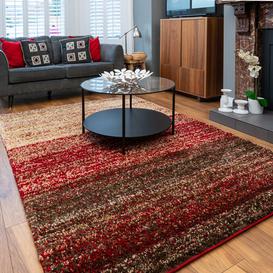 Red Striped Mottled Shaggy Living Room Rug - Murano - 60cm x 110cm