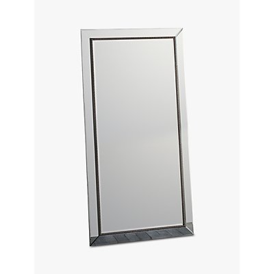 Regent Rectangular Beaded Glass Frame Leaner Mirror, 166 x 80cm, Clear