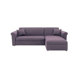Versatile 2 Seater Fabric Chaise Sofa Bed with Storage with Scroll Arms - Purple