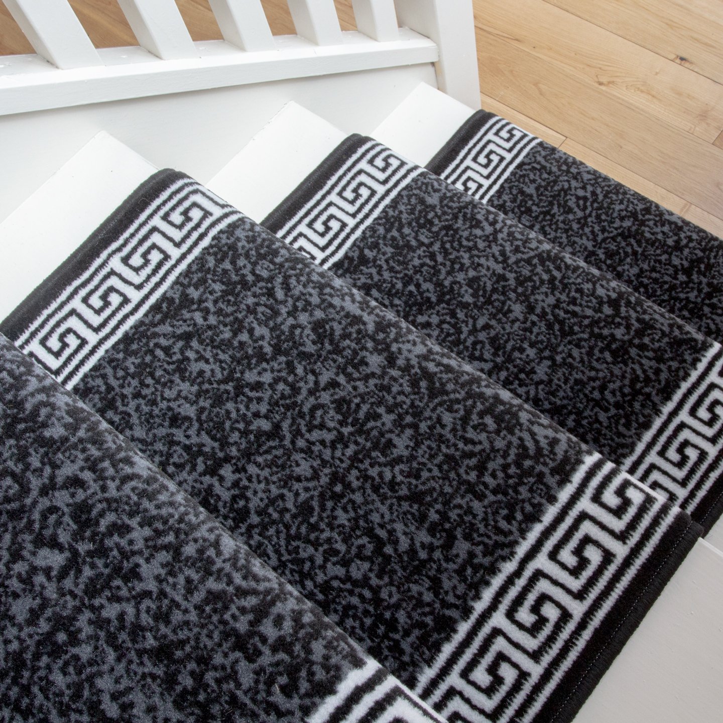 Black Border Stair Carpet Runner - Cut to Measure - Scala - 1ft