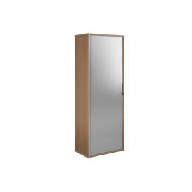 image-Single Door Wooden Tambour Cupboard, 5 Shelf - 80wx47dx214h (cm), Beech