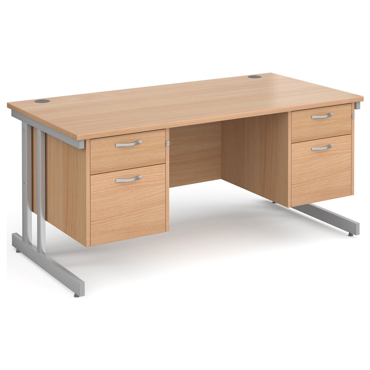 All Beech Double C-Leg Executive Desk 2+2 Drawers , 160wx80dx73h (cm)