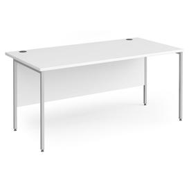 All White Rectangular H-Leg Desk, 160wx80dx73h (cm)