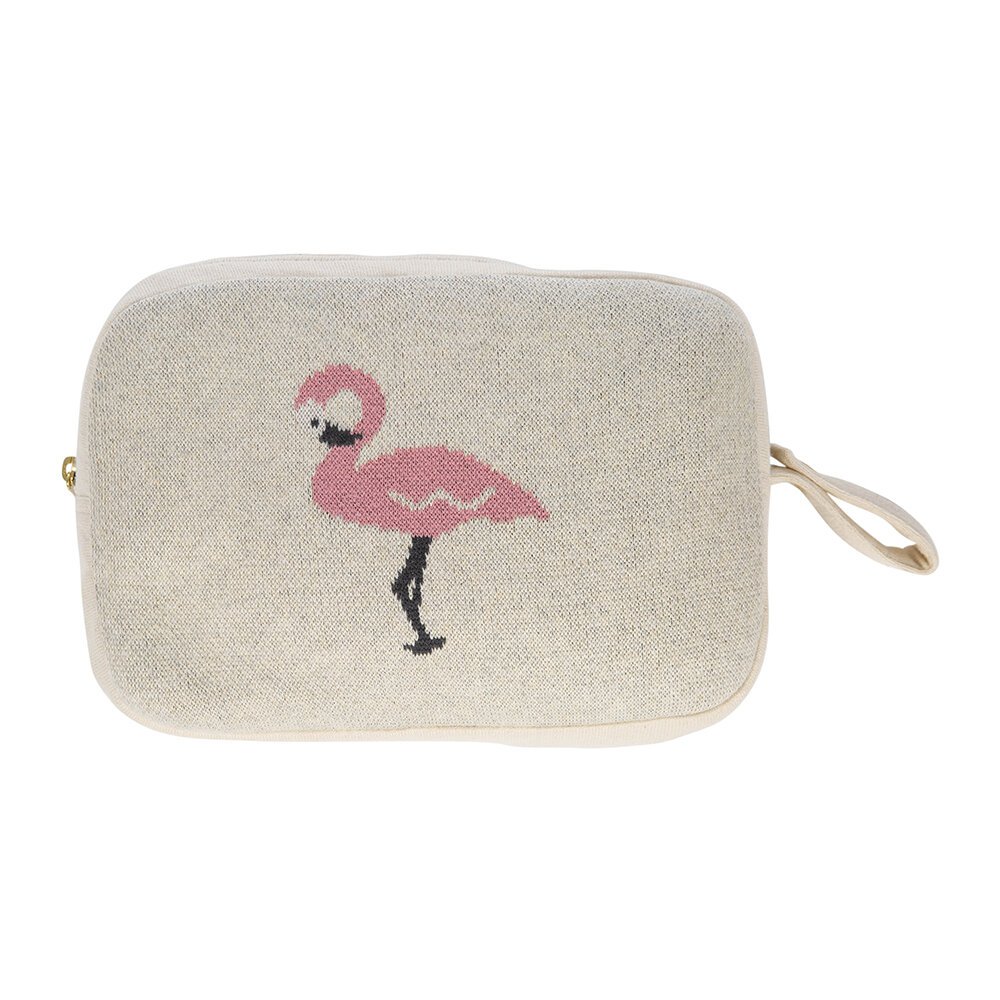 AMARA Kids - Animal Knitted Travel Pouch With Blanket - Flamingo